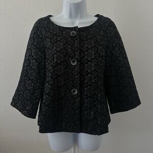 Lafayette 148 Black Textured Floral Blazer, Sz: 6 P (b33)